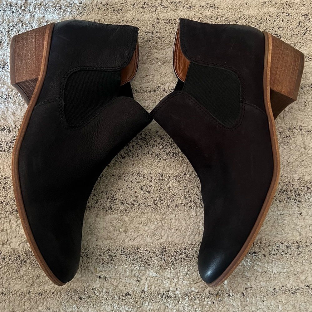 New Nordstrom Bp. Boots Black Leather Nubuck Suede Shoes Booties Anckle Wooden
